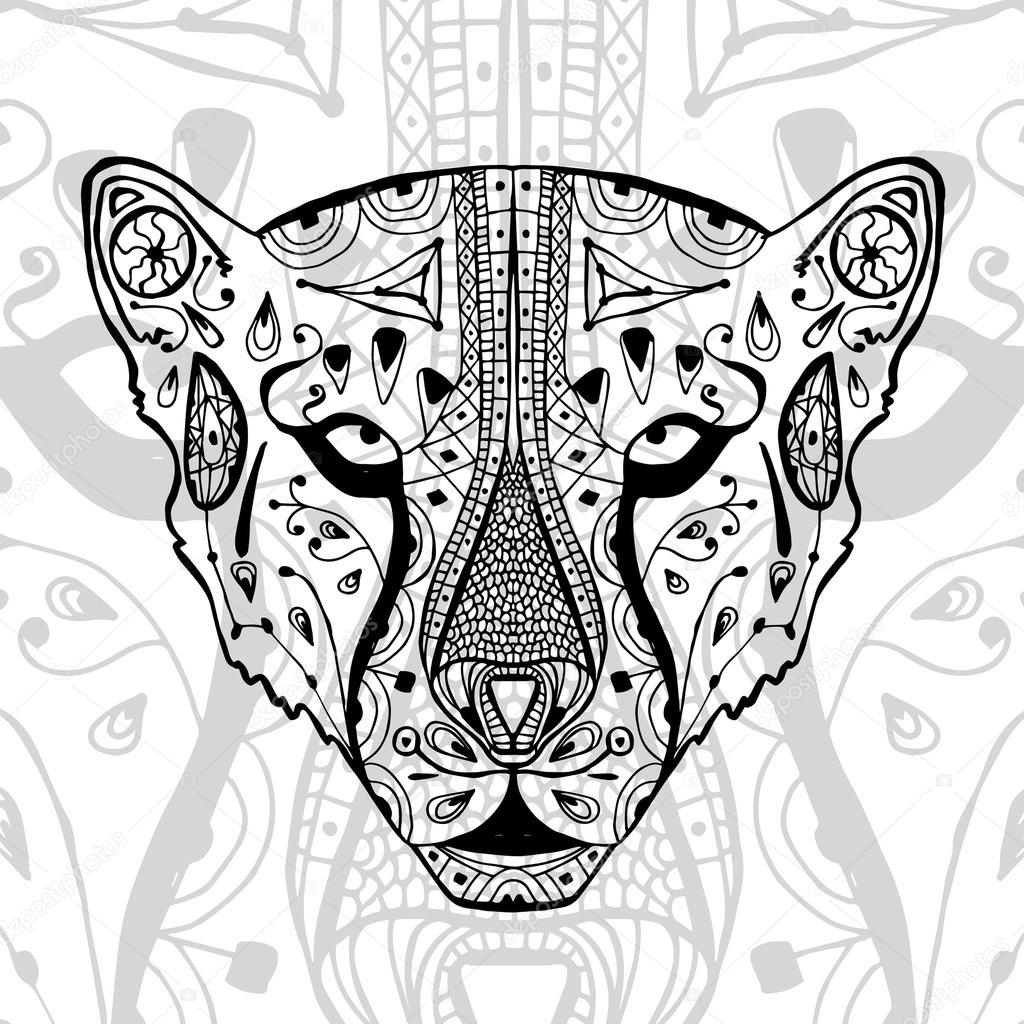 1024x1024 The Black And White Cheetah Print With Ethnic Zentangle Patterns
