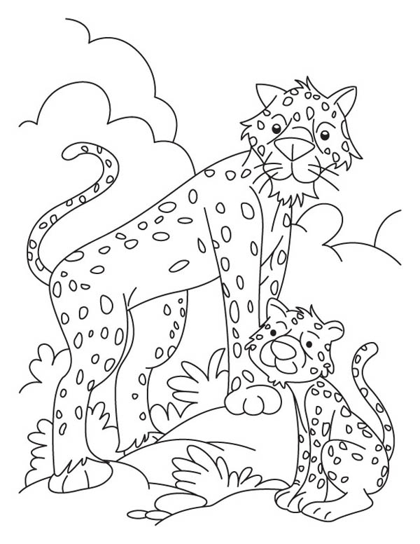 600x776 Funny Cheetah And His Baby Drawing Coloring Page