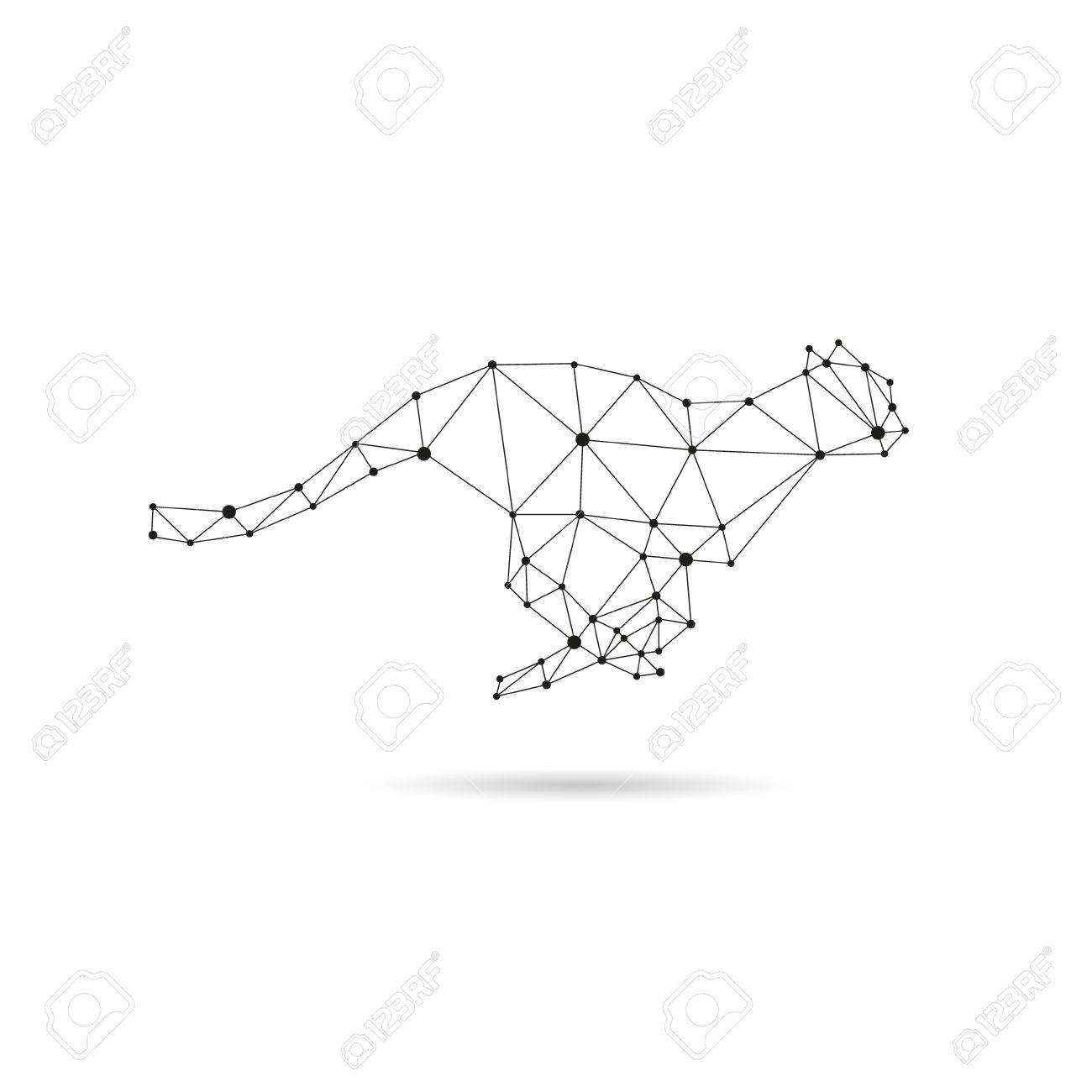 1300x1300 Geometric Cheetah Design Silhouette. Black Line Illustration