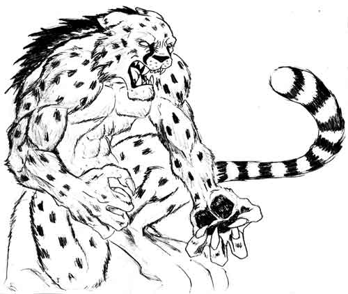 500x422 Cheetah Man Line By Slinkyonion