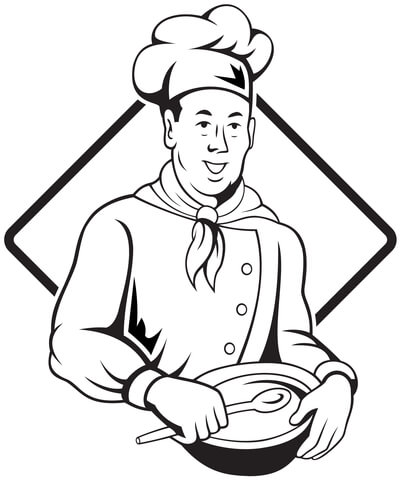 401x480 Chef Holding Spoon And Bowl Coloring Page Free Printable