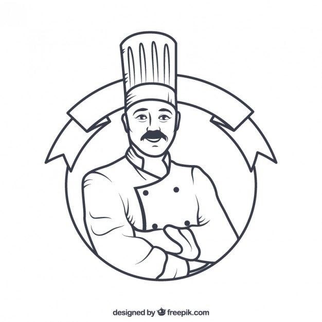626x626 Hand Drawn Chef Badge Vector Free Download