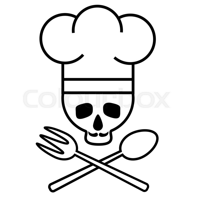 800x800 Skull Chef With Mustache In Chef S Hat With Crossed Spoon And Fork