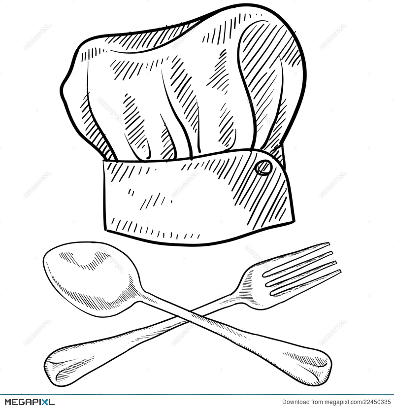 800x830 Chef Hat And Utensils Drawing Illustration 22450335