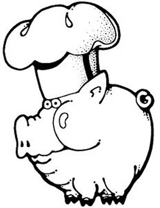 541x700 Pig In A Chef's Hat Colouring Picture