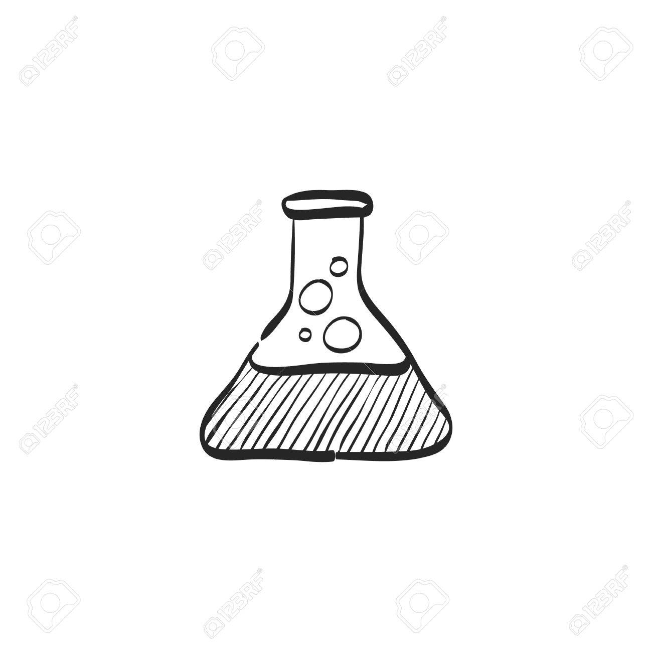 1300x1300 Beaker Icon In Doodle Sketch Lines. Labs Research Science Biology