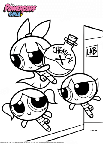 343x480 Powerpuff Girls With Chemical X Coloring Page Free Printable