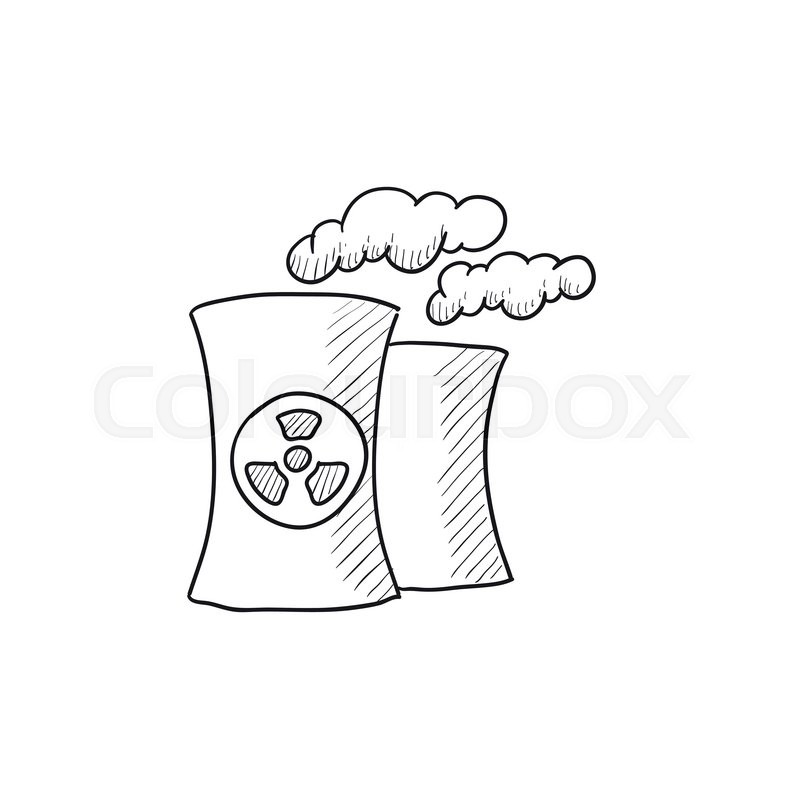 800x800 Nuclear Power Plant Vector Sketch Icon Isolated On Background