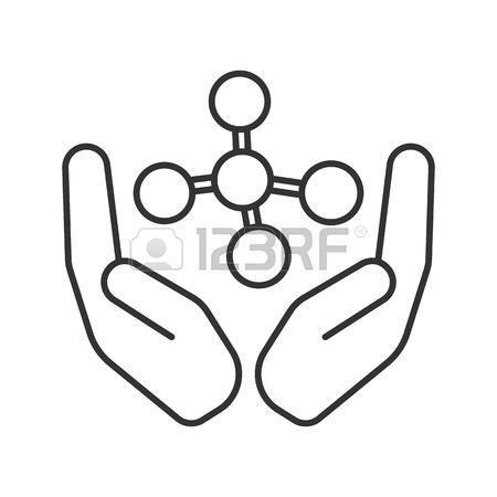 450x450 Open Palms With Sun Linear Icon. Solar Energy Using. Thin Line