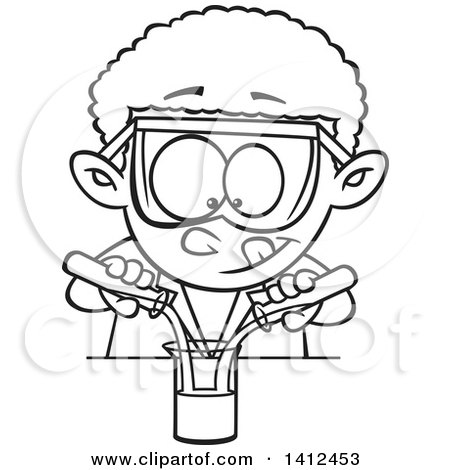 450x470 Clipart Of A Cartoon Black And White Lineart African American