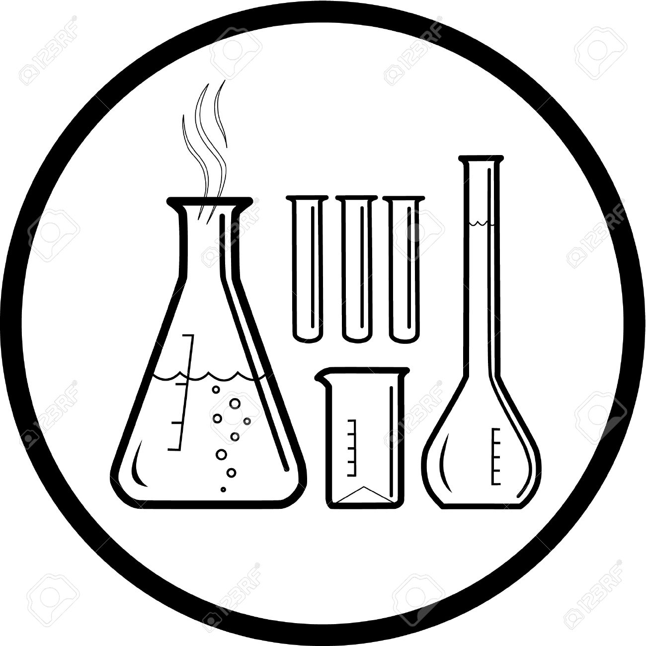 1300x1300 Vector Chemical Test Tubes Icon. Black And White. Simply Change