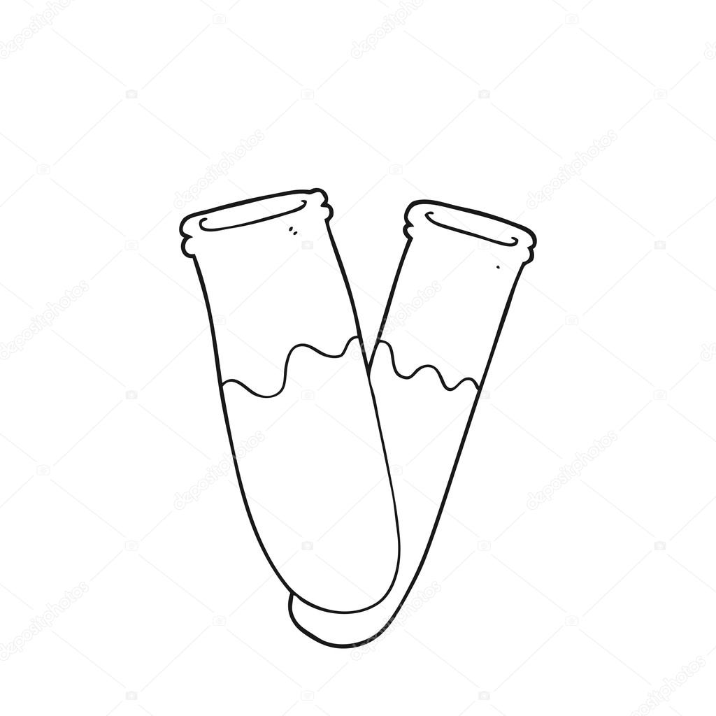 1024x1024 Black And White Cartoon Chemicals In Test Tubes Stock Vector