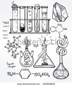 236x282 Hand Drawn Science Beautiful Vintage Biology Lab Icons Sketch Set