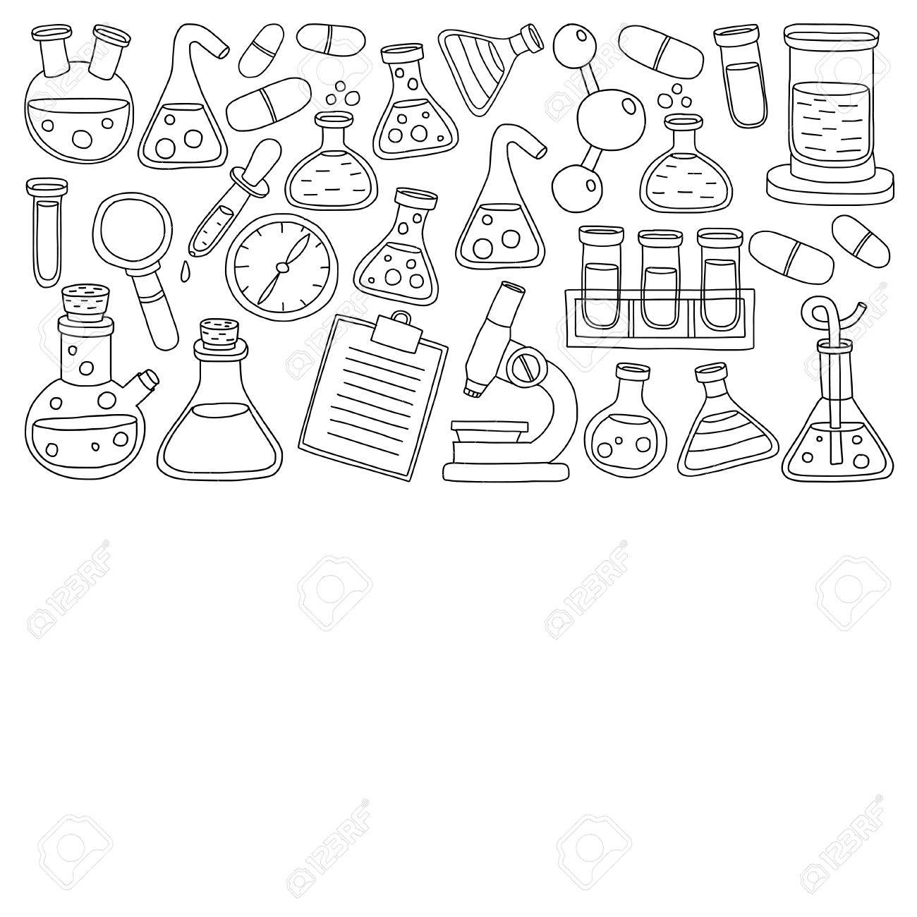 1300x1300 Chemistry Pharmacology Natural Sciences Vector Doodle Set Hand