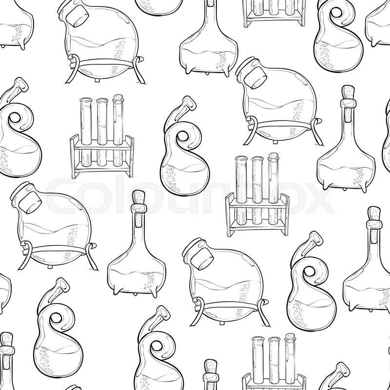 800x800 Hand Drawn Science Vintage Chemistry Lab Sketch Seamless Pattern