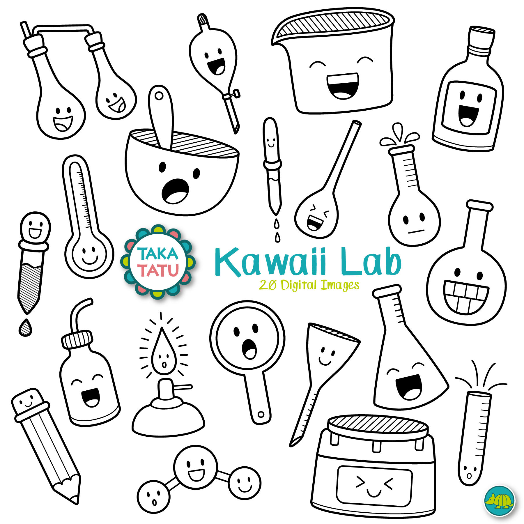 1800x1800 Kawaii Lab Digital Stamp Science Lab Clipart Science