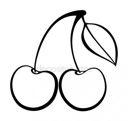 450x424 Contour Drawing Of Cherry. Vector Illustration. Stock Vector