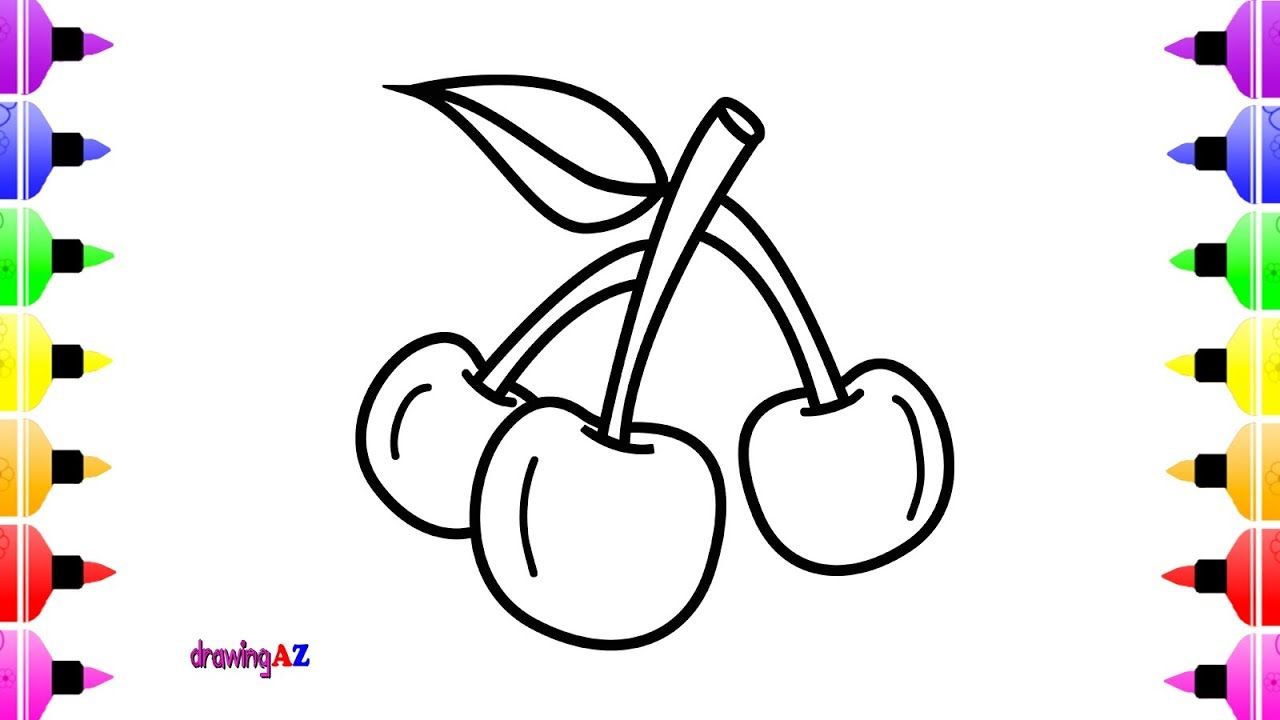 1280x720 How To Draw Cherry For Kids Cute Art Drawing And Coloring Pages