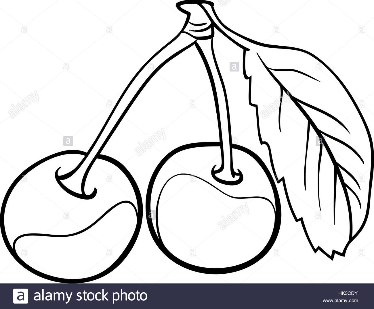 1300x1076 Black And White Cartoon Illustration Of Cherry Fruits Food Object