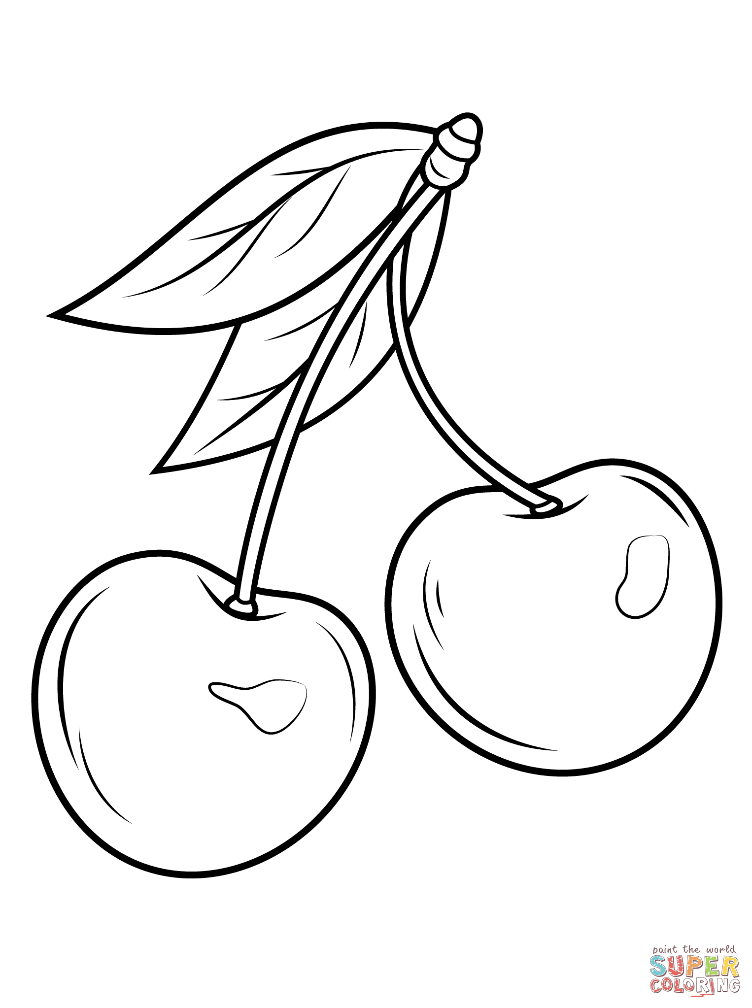 1526x2046 Two Cherries Coloring Page Free Printable Coloring Pages
