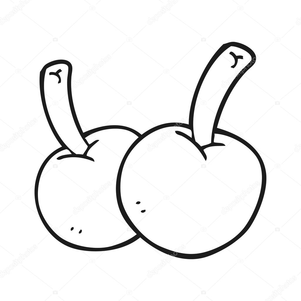1024x1024 Black And White Cartoon Cherries Stock Vector Lineartestpilot