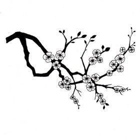 280x280 Gallery For Black White Cherry Blossom Clip Art Image