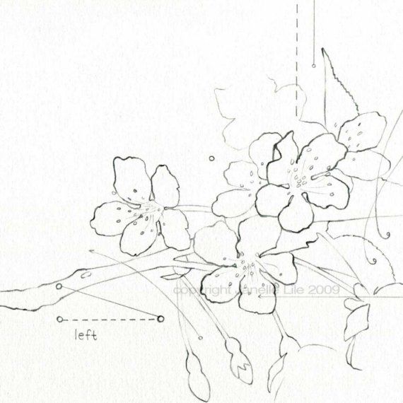 570x570 Minimal Cherry Blossoms Fine Art Print Left A By Janellelile