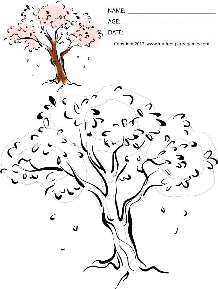 754x999 Drawn Cherry Blossom Coloring Page