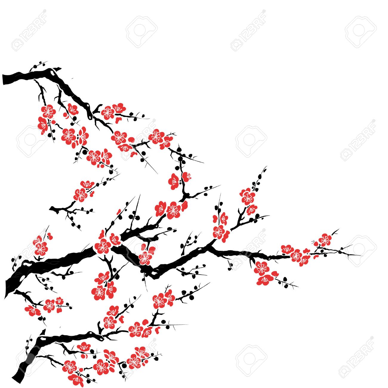 1300x1300 Red Plum Tree Royalty Free Cliparts, Vectors, And Stock