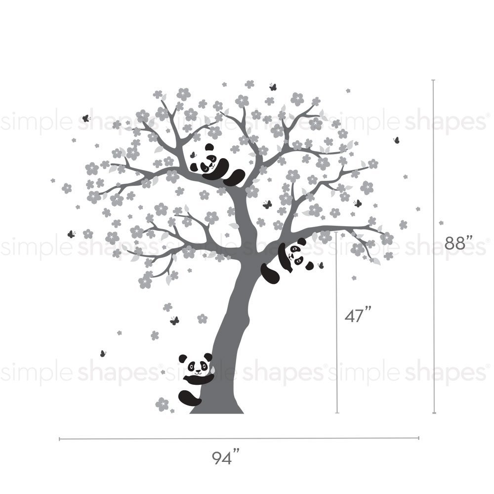 1000x1000 Panda And Cherry Blossom Tree Wall Decal