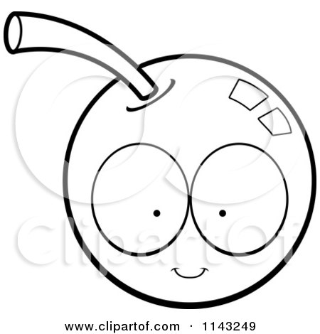 450x470 Cartoon Clipart Of A Black And White Happy Cherry