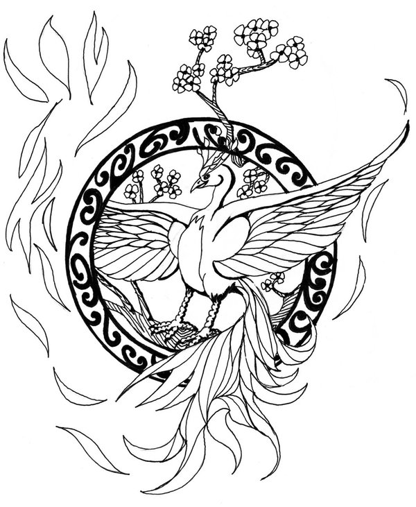 600x731 Phoenix In The Cherry Tree By Luscyart