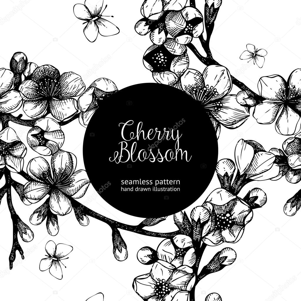 1024x1024 Seamless Pattern With Cherry Blossom Stock Vector Geraria