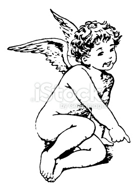 277x380 Antique Engraving Of A Cherub, Isolated On White. Very High Xxxl