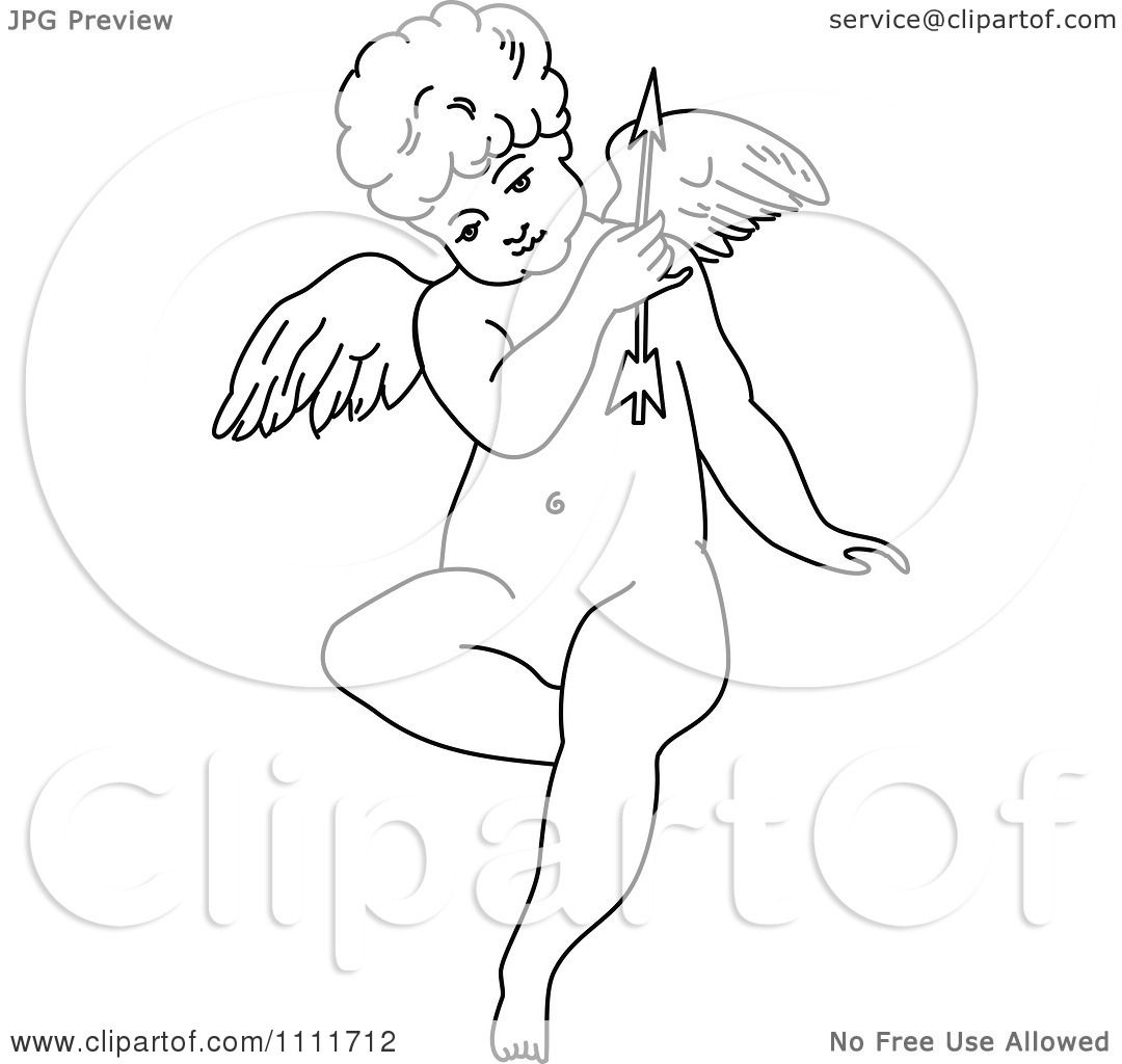 1080x1024 Clipart Outlined Cherub Holding An Arrow