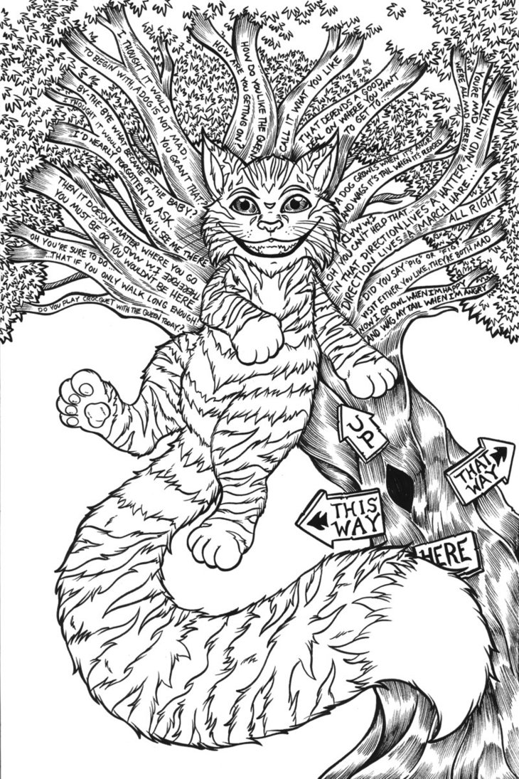 730x1095 Cheshire Cat Original Linework By Artofjoshlyman