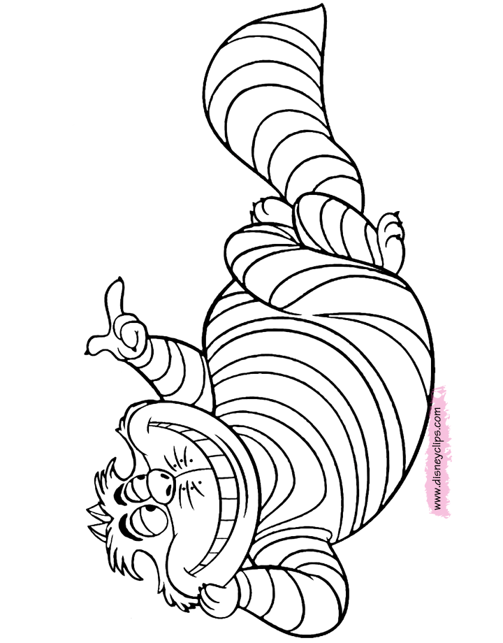 Alice Wonderland Cheshire Cat Coloring Pages Sketch Coloring Page