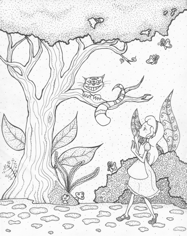 600x755 Alice Meets The Cheshire Cat By Aiko Yamada