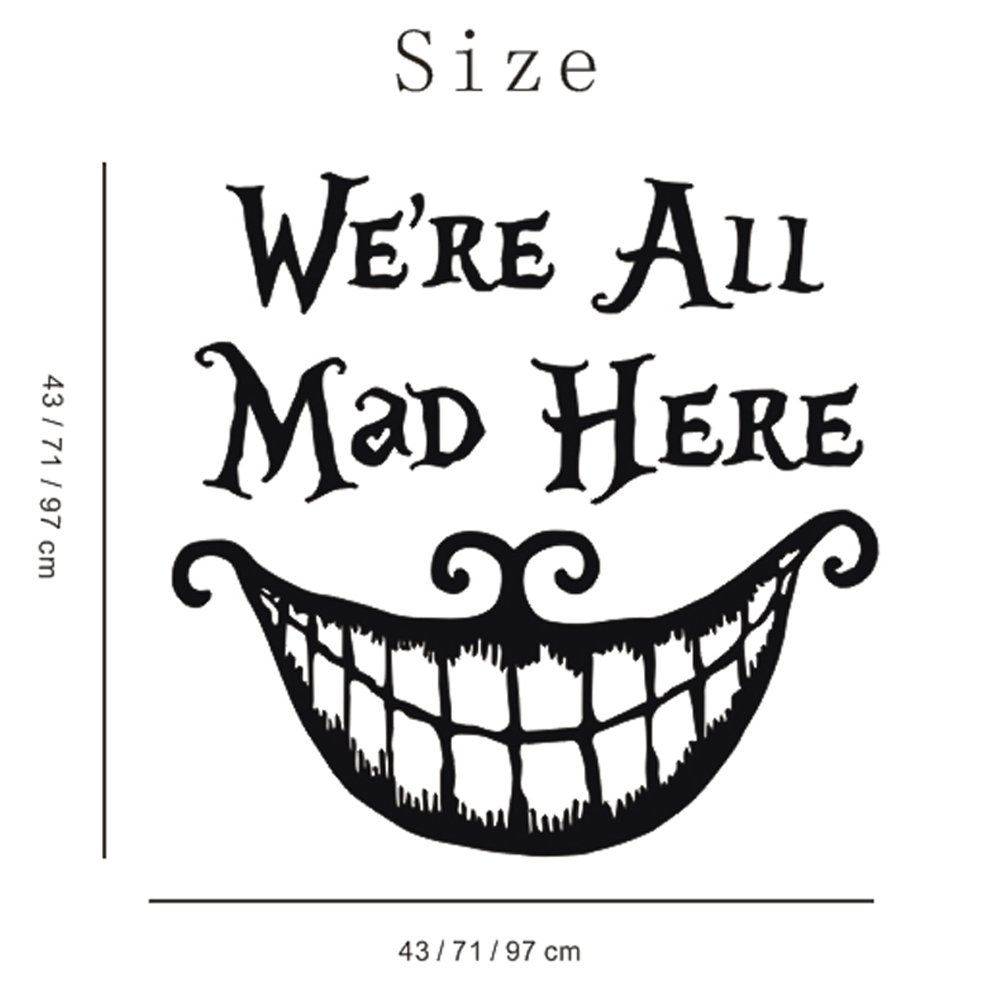 1000x1000 Alice In Wonderland Wall Decal Quote Cheshire Cat Sayings We'Re