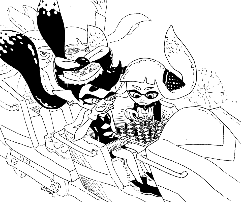 956x800 Callie Playing Chess Whit Agent 3 On A Rollercoaster Splatoon