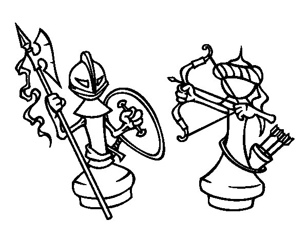 600x470 Chess Pieces Coloring Page