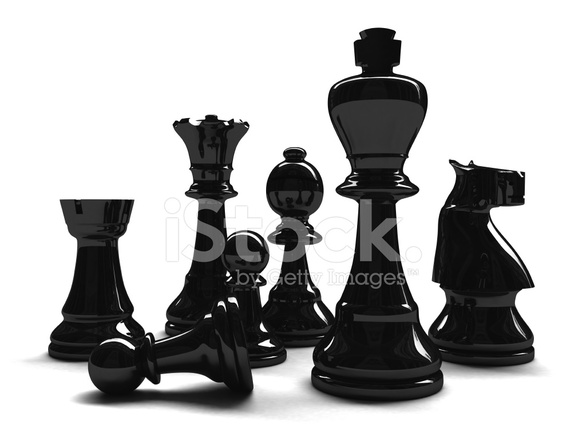 586x440 3d Mixed Black Chess Pieces Stock Photos