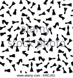 300x320 Black Chess Pieces Seamless Pattern Stock Photo, Royalty Free