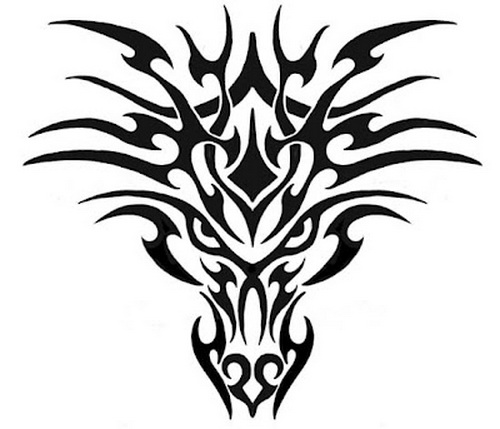 500x429 Head Dragon Tribal Chest Tattoos