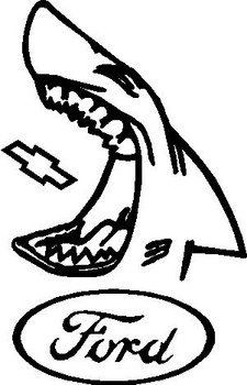 225x350 Shark Eating A Chevy Bowtie, Vinyl Cut Decal