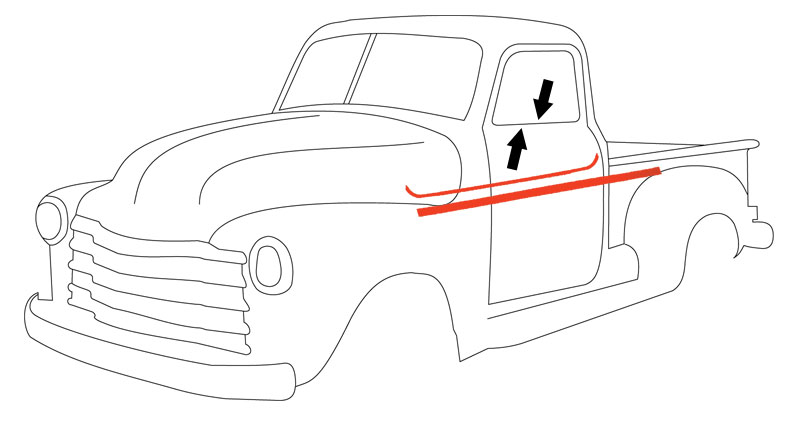 800x434 1947 50 Chevy Truck Amp Gmc Beltline Window Felts (4pc Kit)