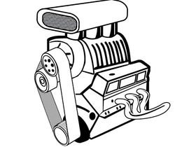270x210 Line Art (Bampw) Vector Drawing Of A Supercharged Chevy Engine