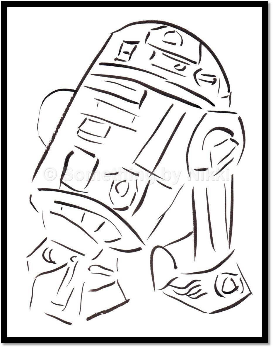 932x1187 Instant Download, 5 Star Wars Prints, R2 D2, Chewbacca, Darth