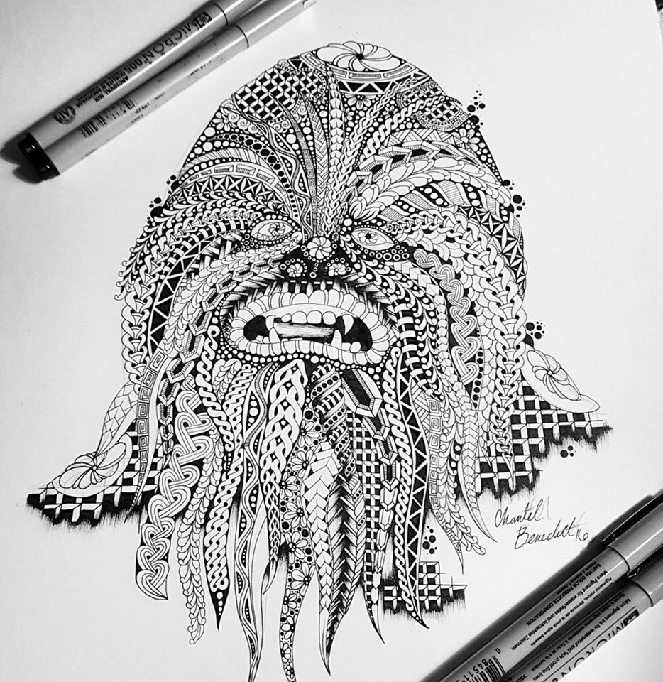 934x960 Zentangle Inspired Star Wars Chewbacca Drawing By Chantel Benedict