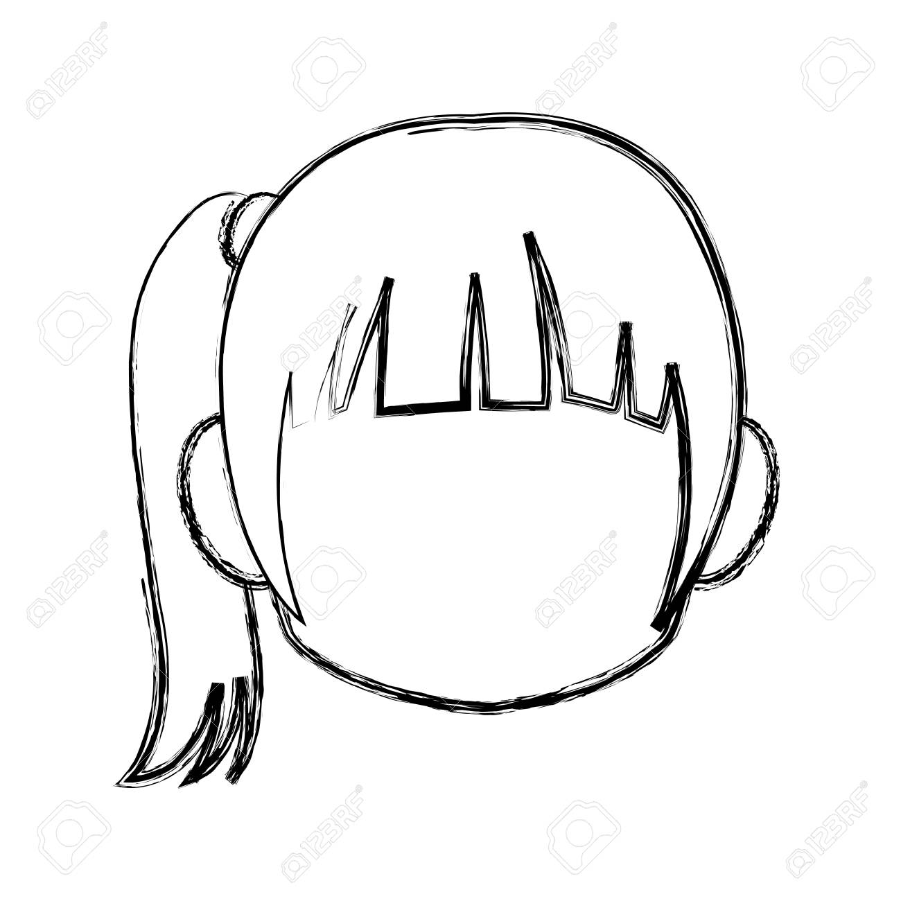 1300x1300 Chibi Anime Girl Avatar Contour Default Vector Illustration